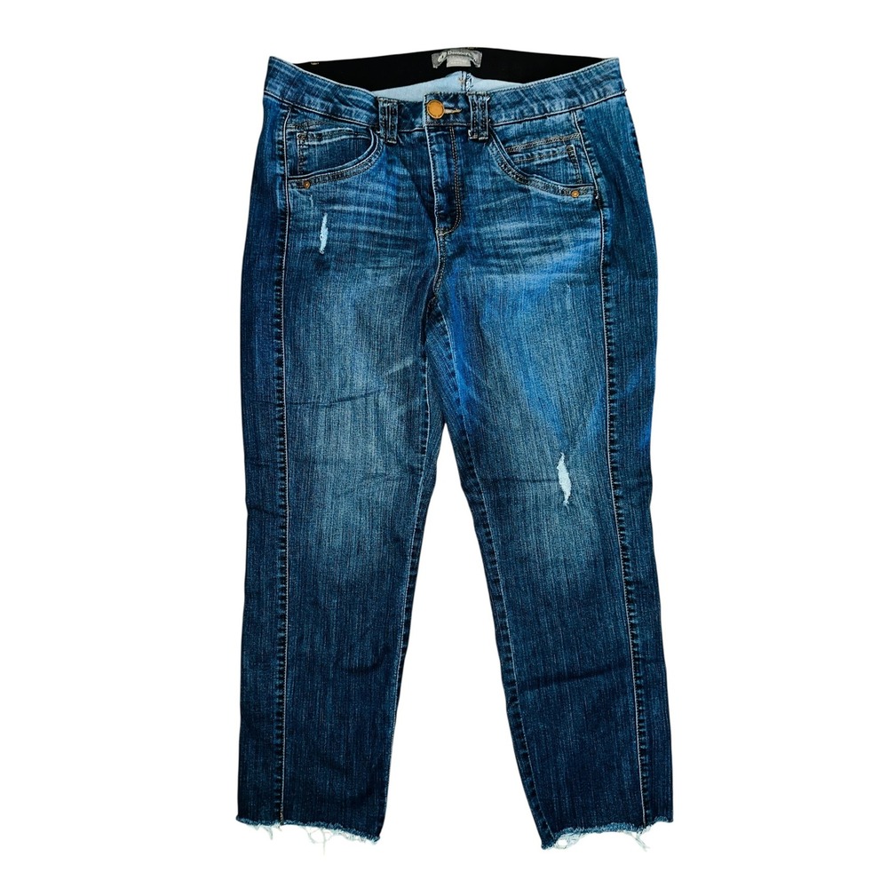 Democracy Womens Jeans 16W Blue Distressed Frayed Hem AB Solution Denim